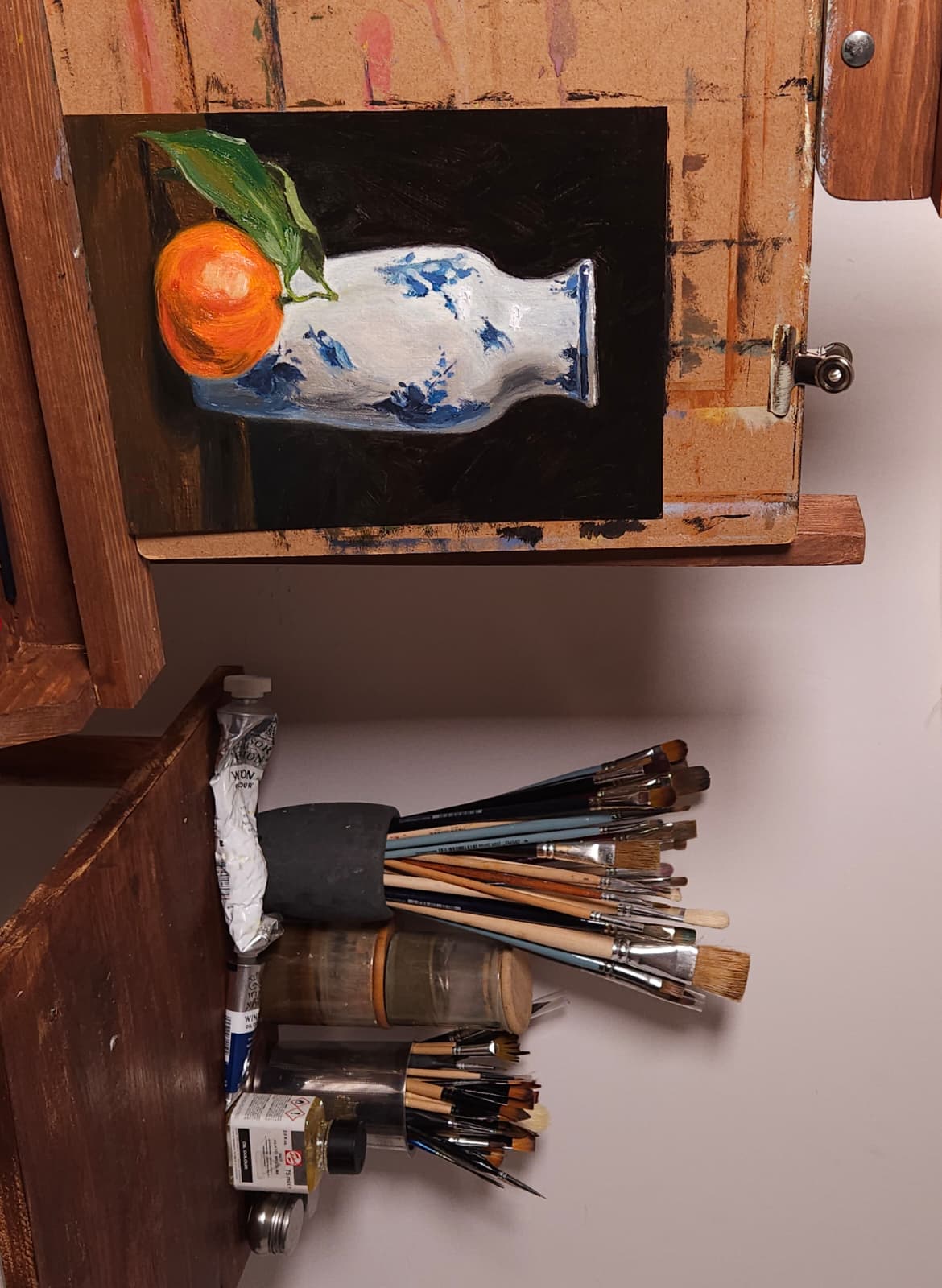 Still life on easel